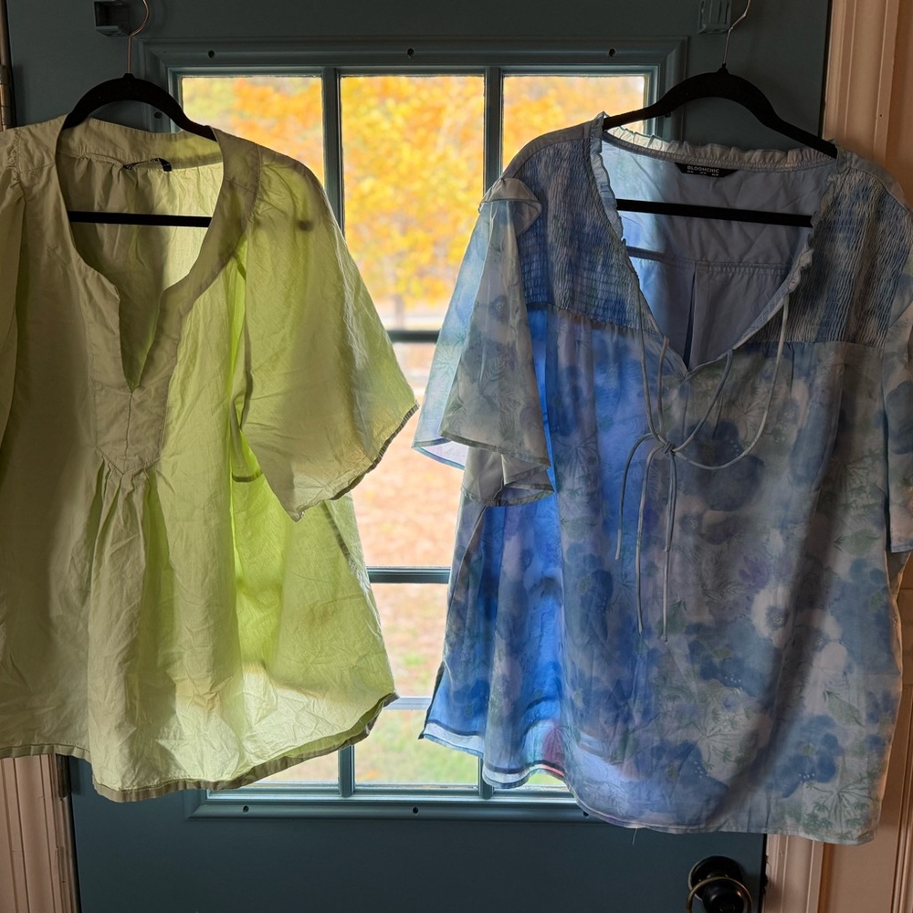 Bloom Chic Plus 26 - Green and Blue Floral Blouse Bundle Casual/Business Casual